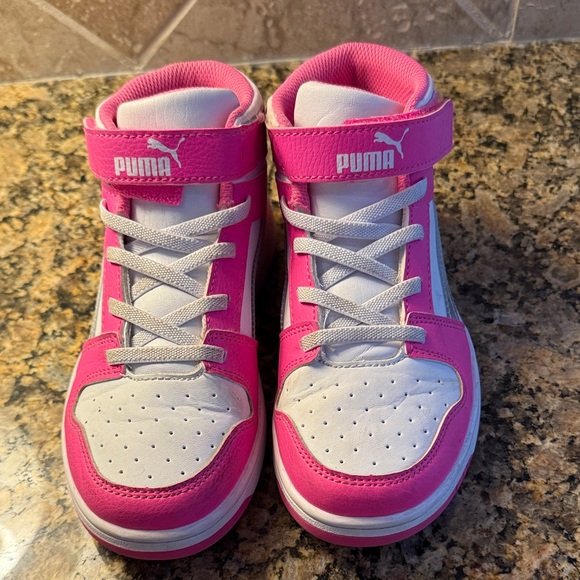 Puma Kids' Pink and White High-Top Sneakers - Picture 5 of 5